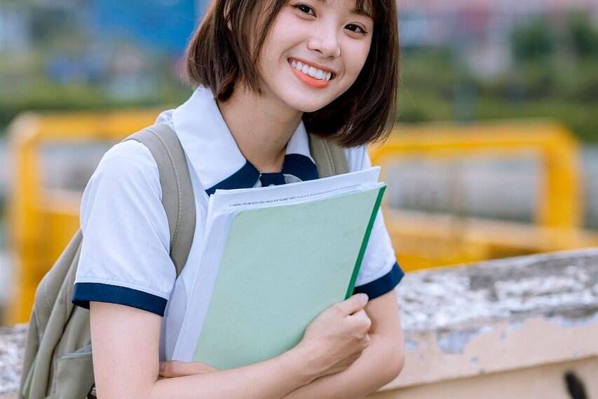 girl, student, smile