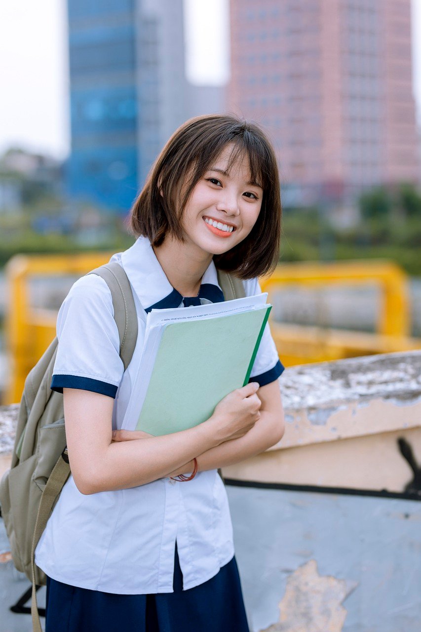 girl, student, smile